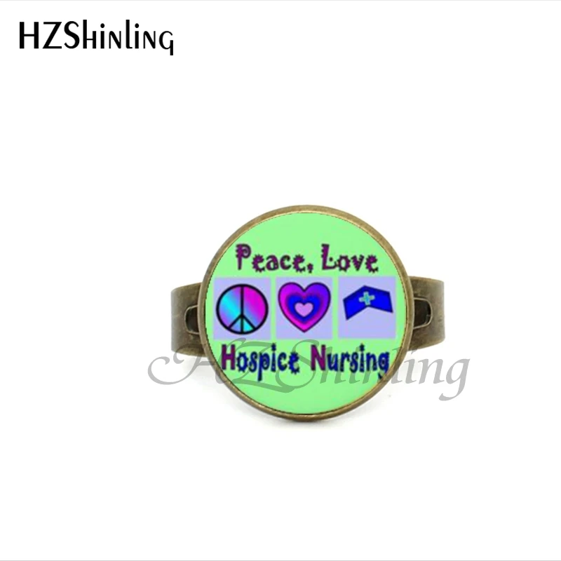 2017 New Style Hippie Peace Adjustable Ring Imagine Peace Jewelry Glass Dome Ring Gifts For Girl Bronze Ring image 3