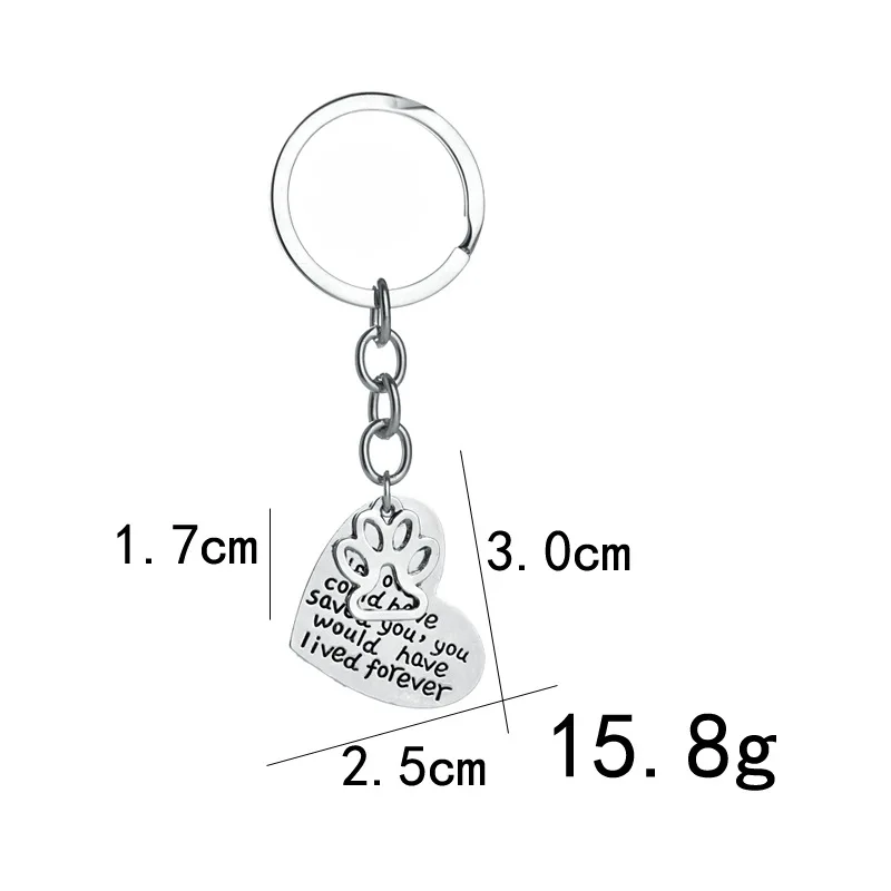 Pet Memorial Jewelry Hand Stamped If Love Could Have Saved You Would Have Lived Forever Heart Paw Prints Key Chains Key Ring