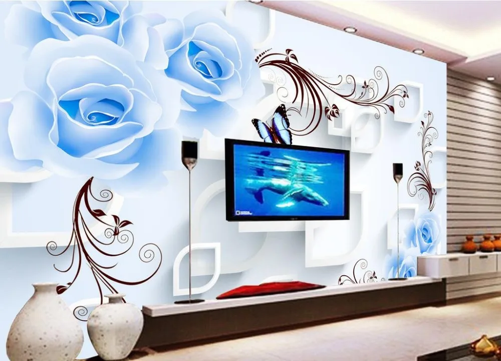 BLUELOVER roses vine 3D three-dimensional design custom 3d photo wallpaper Home Decoration