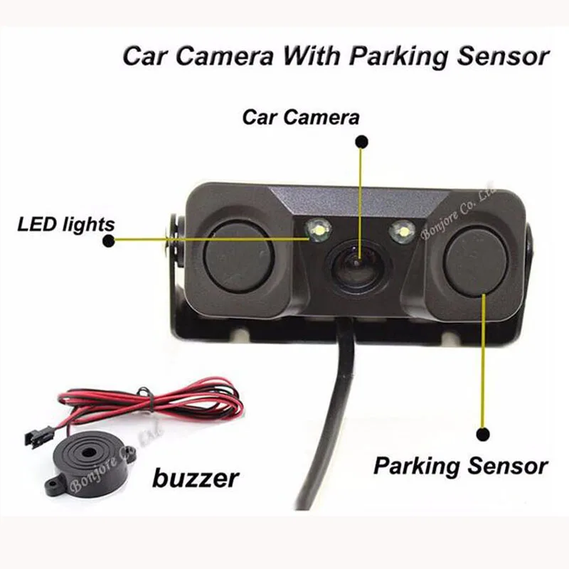 Koorinwoo Wireless For Sony AHD Parktronic Car Parking Sensors 2 + Rear view camera With Monitor Mirror Parking Monitor Speaker