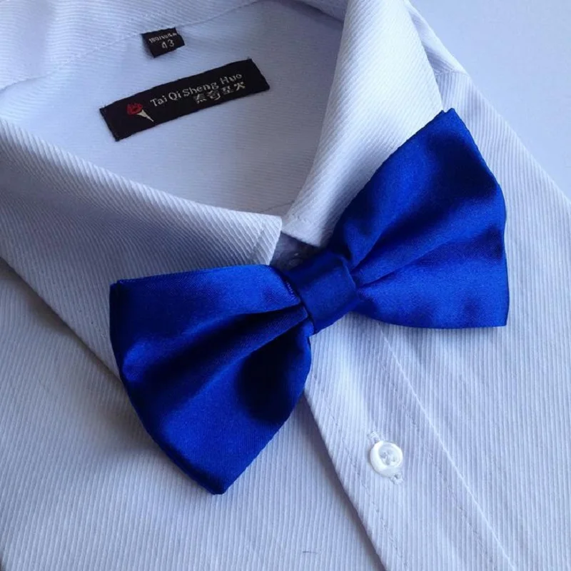 

HOOYI 2019 Solid Men's Bow Tie for man blue bowtie