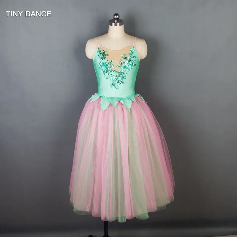 Green/Pink Long Ballet Tutu Ballerina Dress Romantic Tutus for Adult Girls Stage Performance Costumes 11 Sizes Available 19215