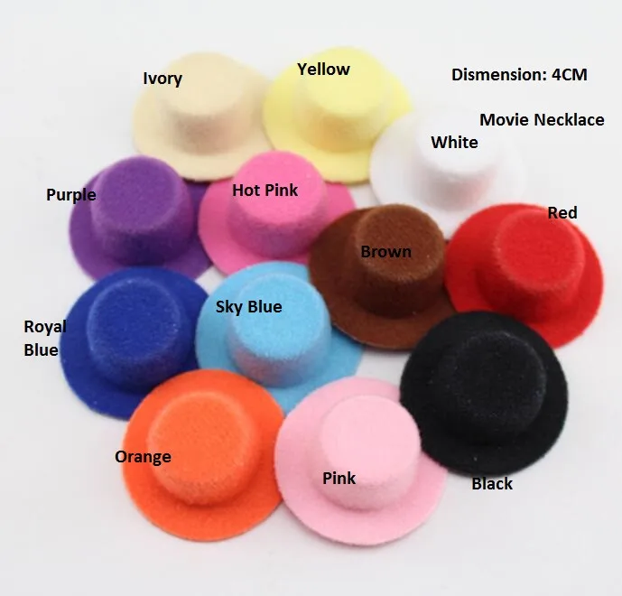 Cheap Price 50pcs/lot Solid Color Women Party Felt Mini Top Hat Base Hair Fascinator Hat Base. DIY Mini hat 4cm wholesale