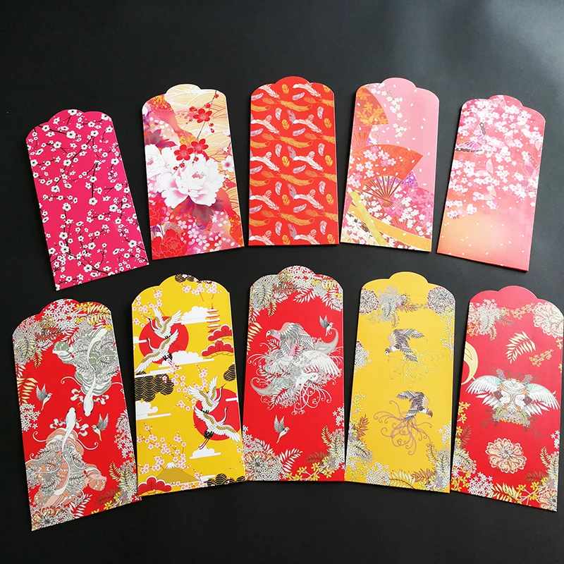 10Pcs/Pack Wedding Money Envelopes (Hong Bao) Japanese Style Little Something 3.5*6.8In Red Envelopes