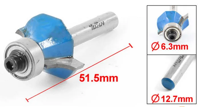 Blue Roundover Bit Router 2 Flutes 1/4