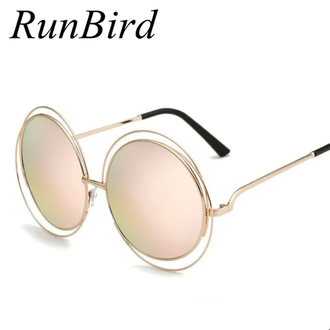 TOP Quality Big Brand Designer Women Sunglasses Metal Round Wire Frame Eyeglasses Vintage Oversize Oculos De Sol Feminino R162