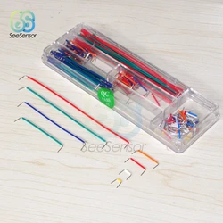 140 sztuk/partia Solderless Breadboard Jumper Cable 22 AWG stałe przewody zestaw z pudełkiem dla Arduino