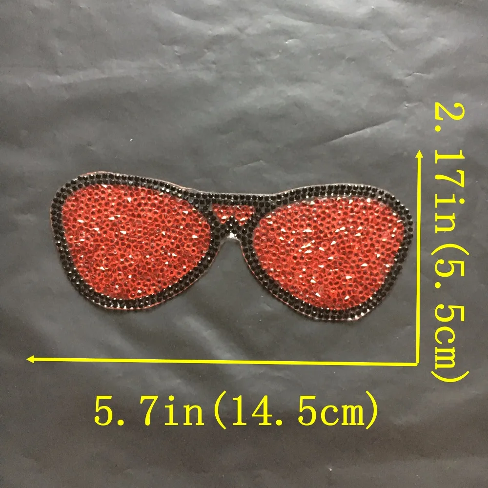 3D Rhinestones Sunglasses Patches for Denim Jackets Hats DIY Accessories Sun Glasses Beaded SEWING ACCESS Applique Iron on Patch