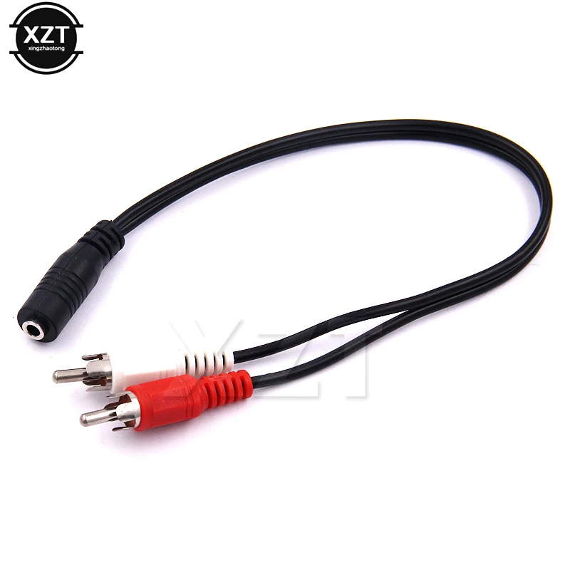 3.5mm Stereo Audio Female Jack to 2 RCA Male SocketHeadpahone Y Cable jack to two MALE coded male RCA plugs