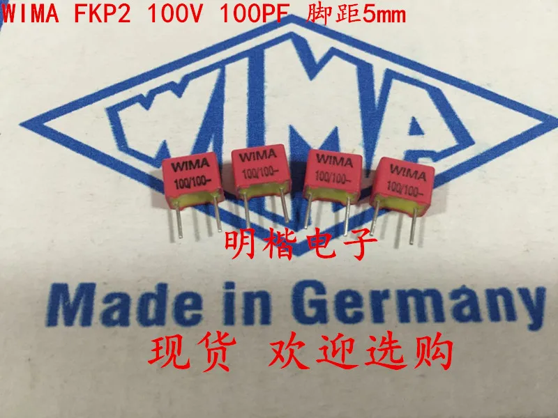 

2020 hot sale 10pcs/20pcs Germany WIMA FKP2 100V 100PF 100V 101 100P 0.1nf 5% P: 5mm Audio capacitor free shipping