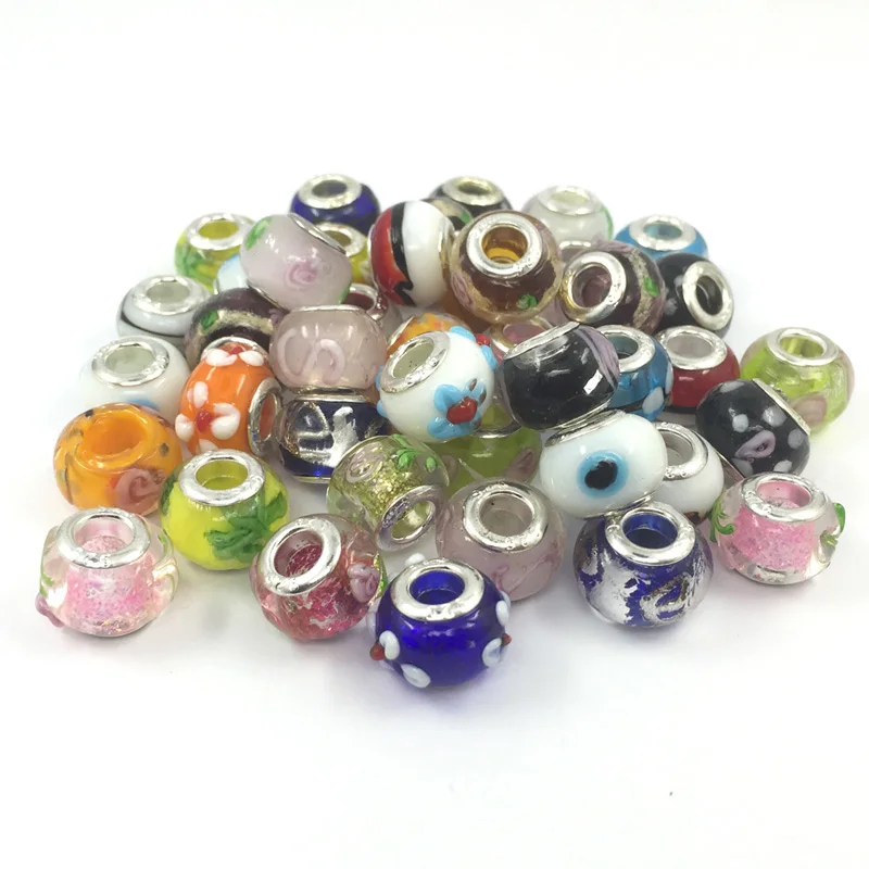 

50Pcs/lot DIY Jewelry Mix color Crystal Big Hole European Bead Fit Charms Bracelets & Bangles