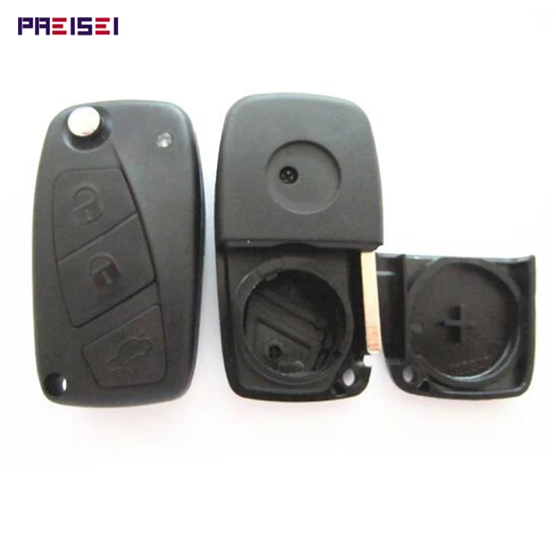 

PREISEI 10Pieces/lot Black 3 Buttons Flip Remote Key Shell For Fiat Punto Ducato Stilo Panda Idea Doblo Bravo Car Key