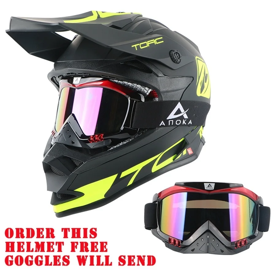 

Free shipping 1pcs TORC T32 Professional Cross MTB Helmet DOT ATV ECE Approved Off Road Motorbike Motorcycle Helmet With Goggles