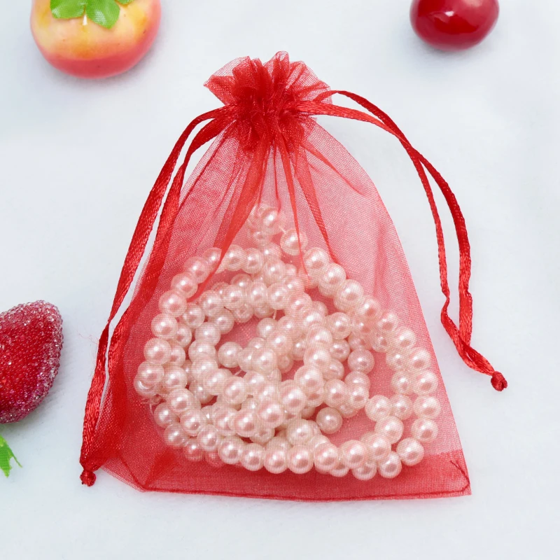 Free Shipping 500Pcs/lot Red Organza Bags 15x20cm Jewelry Candy Gifts Packaging Bags Wedding Favors Organza Drawstring Gift Bag