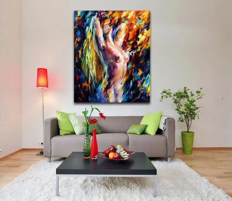 Sexy Blonde Girl Nude Woman Painting Palette Knife Painting handPainted on Canvas for Bedroom Hotel Wall Decoration