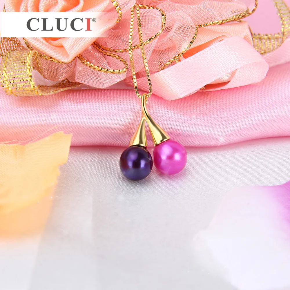 CLUCI Simple 925 Sterling Silver Pendant Accessories With Twins Pearls Mounting Jewelry for Women SP136SB