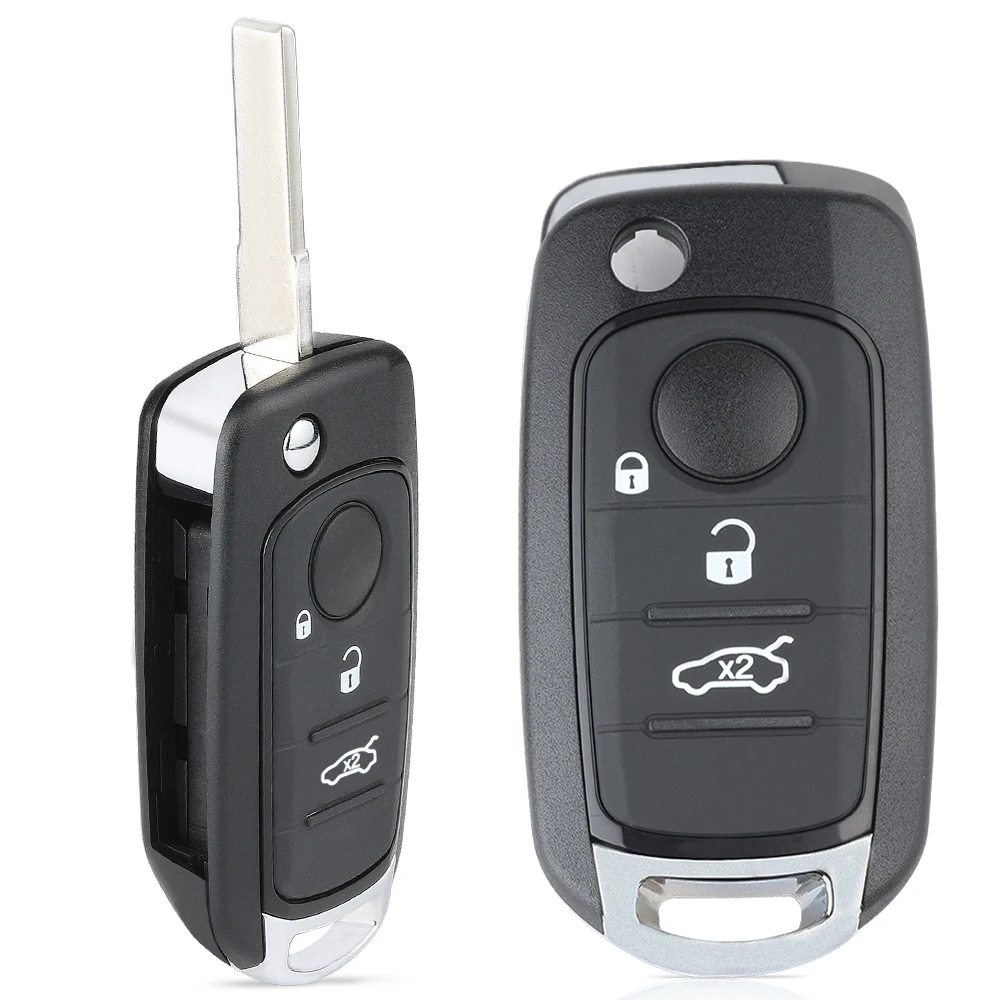 KEYECU Flip Remote Key Fob 3B/4B FSK 433.92MHz MQB 48 / 4A Chip for Fiat 500X Egea Tipo 2016-2018 Megamos AES 16FA