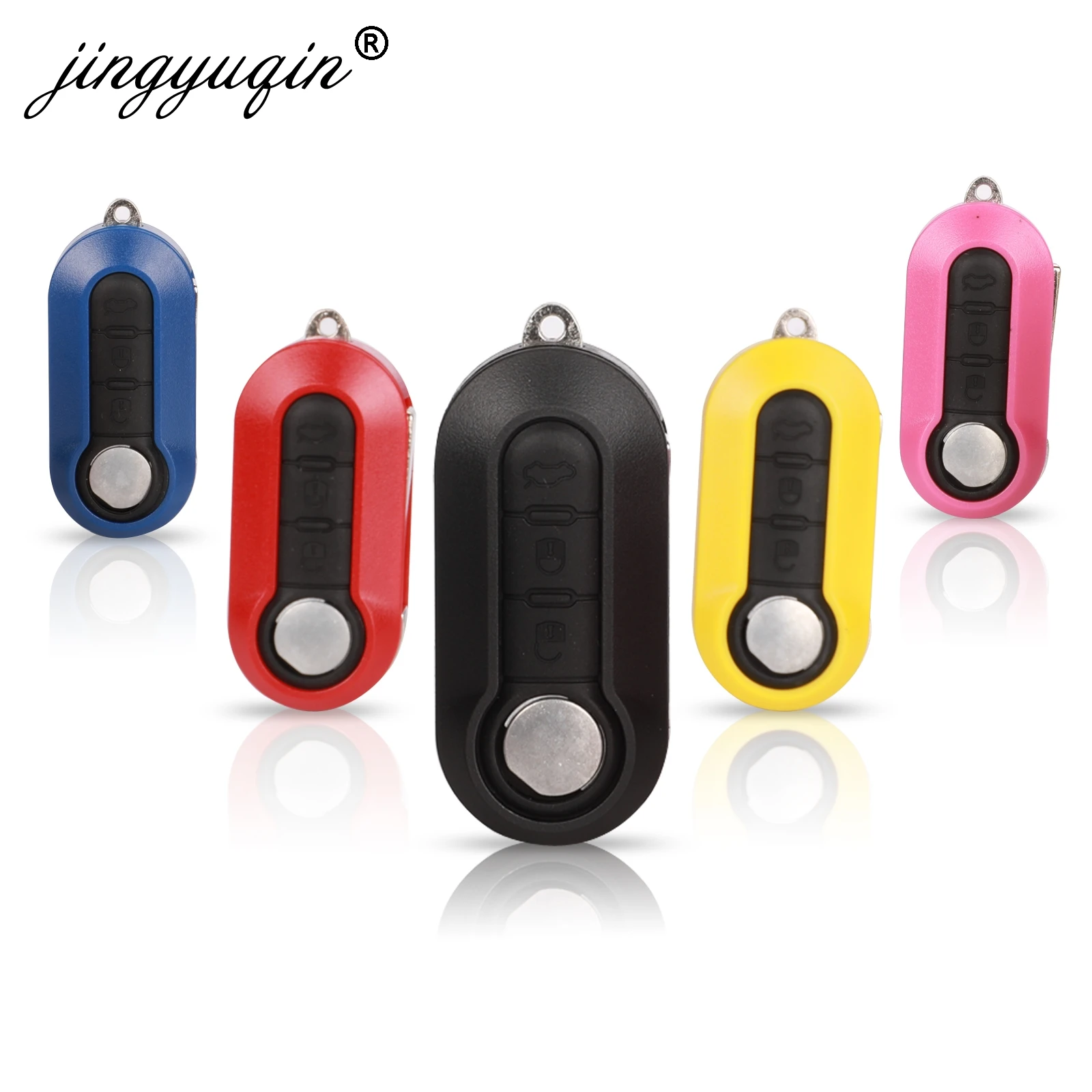 jingyuqin Colorful 3 Buttons Flip Remote Key COMBO Case Shell for FIAT 500 Panda Punto Bravo Peugeot Citroen Car Alarm Fob Cover