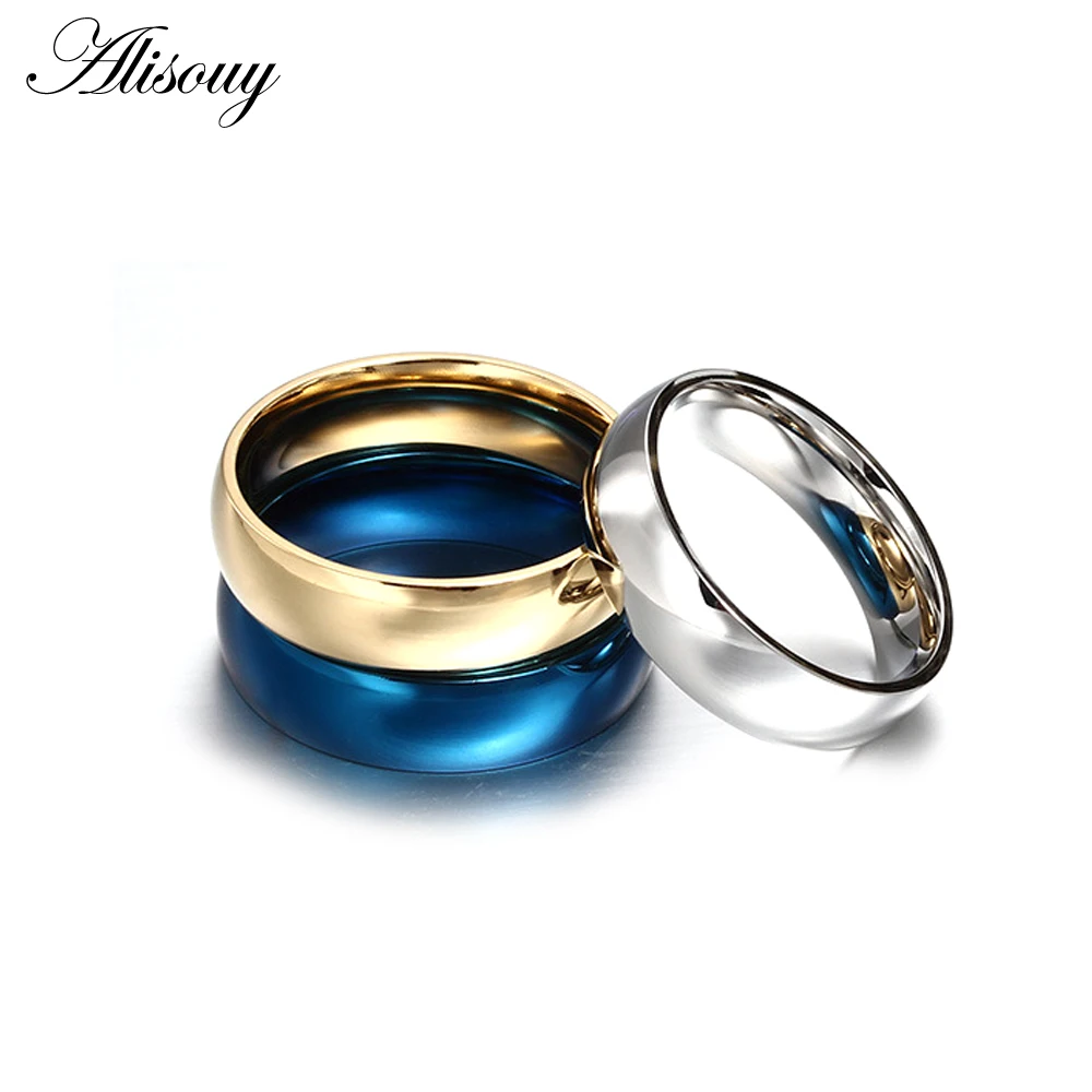 High-grade Simple unisex ring for men women  color Blue Steel three color titanium steel ring Prevent allergy ring Size4-14