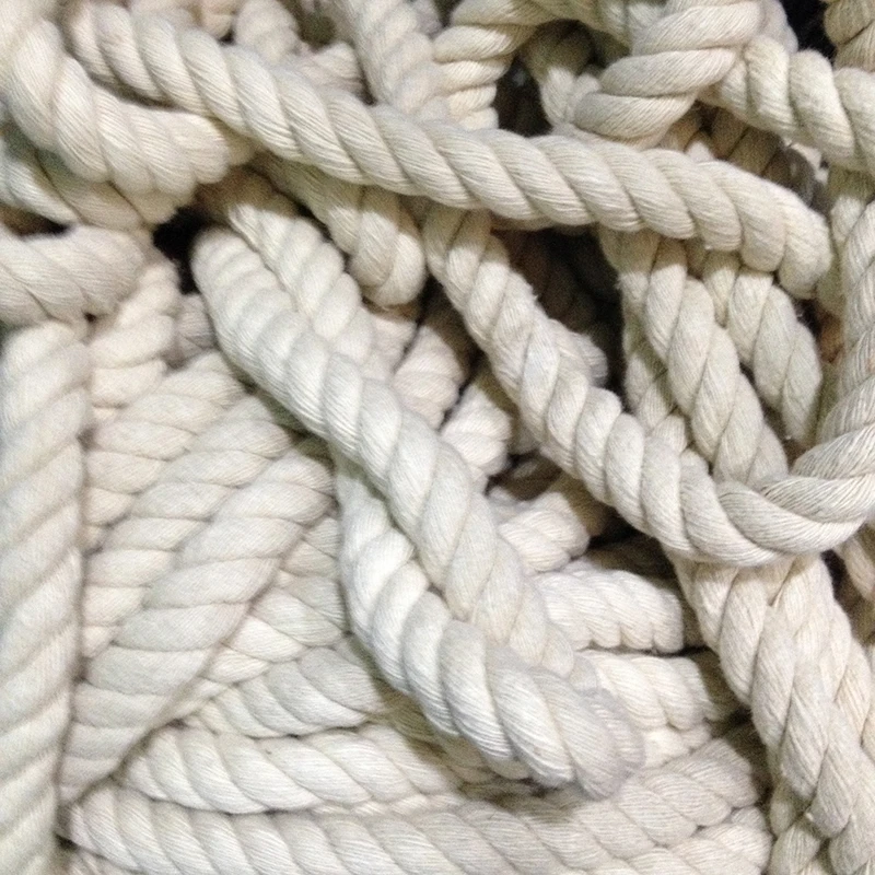 6MM/8MM/10MM/12MM 3 Shares Twisted 100% Cotton Cords Twisted Cotton Rope for Bag Home Decor DIY Home Textile Accessories