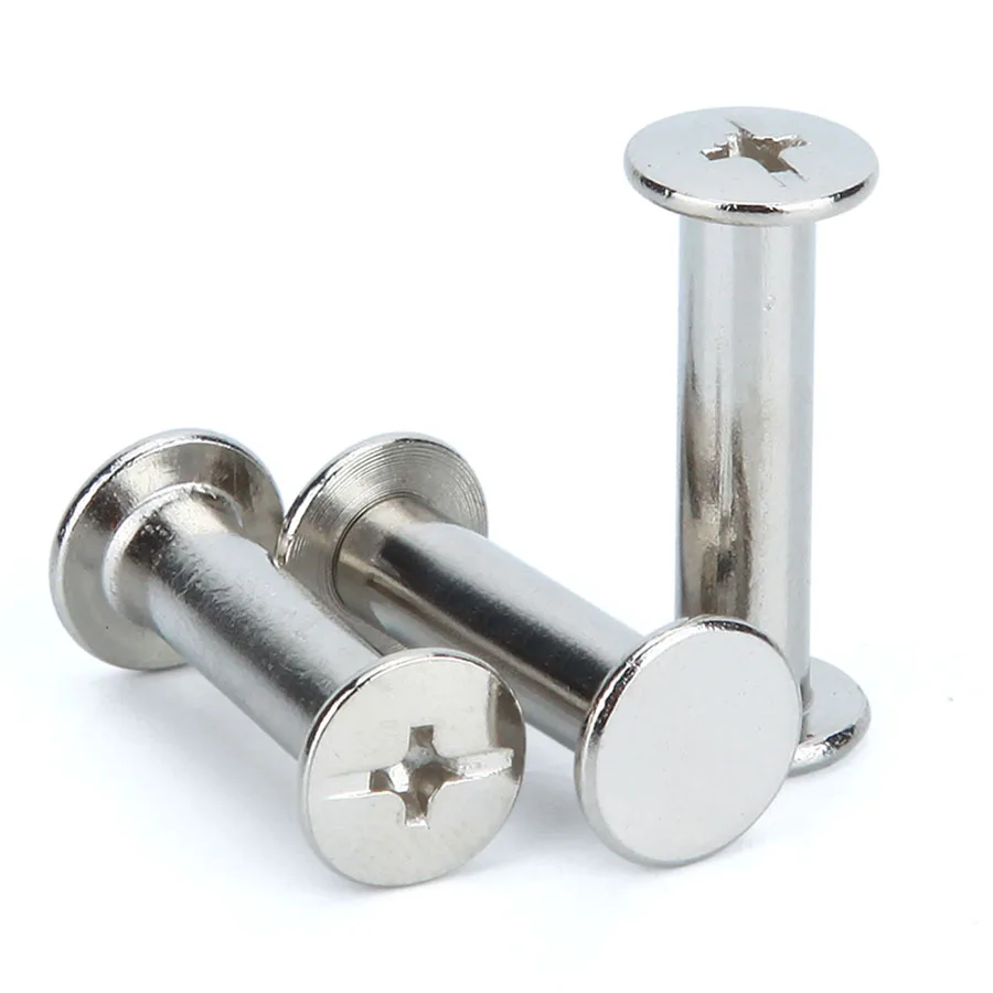 Rivets Hollow Rivets Head M5 Brass Double Hollow Rivets Book Screws Chicago Screws Nickel Plated Steel M5 Length 6mm ~ 100mm