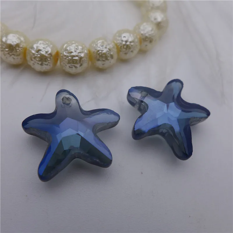 20/32/40 mm star shape chandelier crystals starfish curtain drop plated rainbow ab clear glass pendant jewelry DIY bead necklace