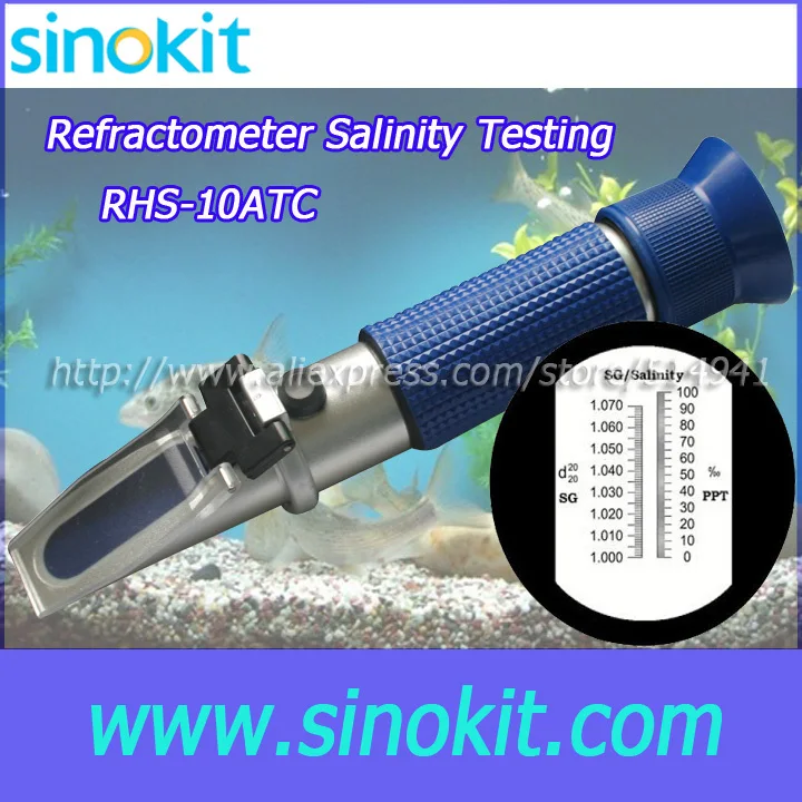 10pieces per lot Wholesaels Salinity Aquarium Refractometer RHS-10ATC(Blue)