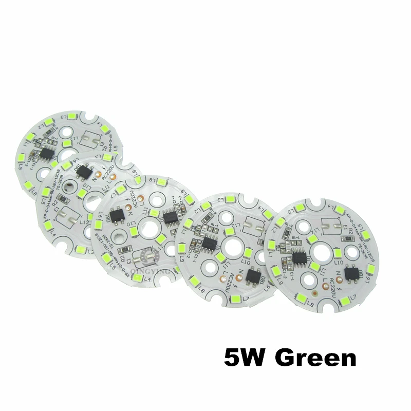10pcs ac 220v 3W 5W Red Green Blue LED PCB SMD2835 Integrated Smart IC Driver Light Source For LED Bulb