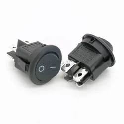 10Pcs 23mm Round Black 4 Pin 10A/125V 6A/250V AC 2 Position DPDT ON-OFF Rocker Switch Snap-in