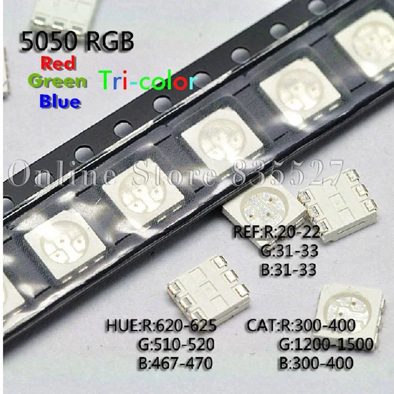 20000PCS/LOT 5050 highlighted red, green and blue LED light-emitting diode RGB LED