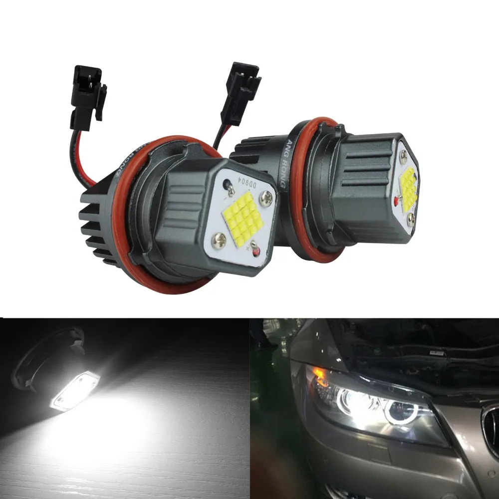 ANGRONG 2x Updated 80W Angel Eyes Light LED Marker For BMW 7-Series E65/E66 2002-2008 E87 E39 E60 E64 X3 X5