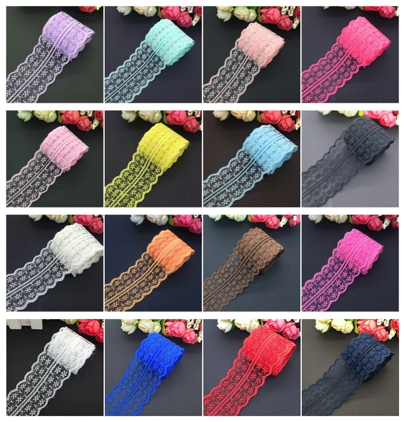 10yards/lot 45mm Wide Bilateral Handicrafts Embroidered Net Lace Trim Ribbon Wedding/Birthday/Christmas Decorations