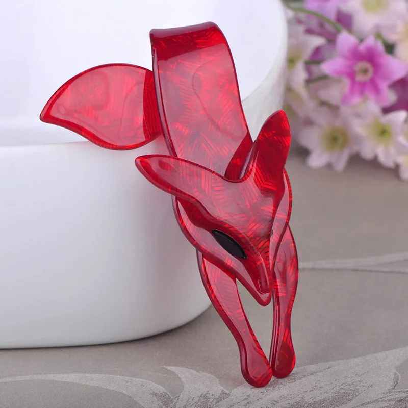 Madrry Red Fox Brooch Acrylic Jewelry Brooches Backpack Shirt Decoration Handmade Acetate Fiber Animal Pin Environmental Corsage