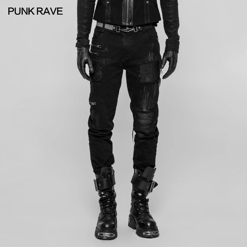 2019 Punk Rave Rock Gothic Decadent Personality Patchwork Street Style Fashion Men\'s Trousers Pants WK339