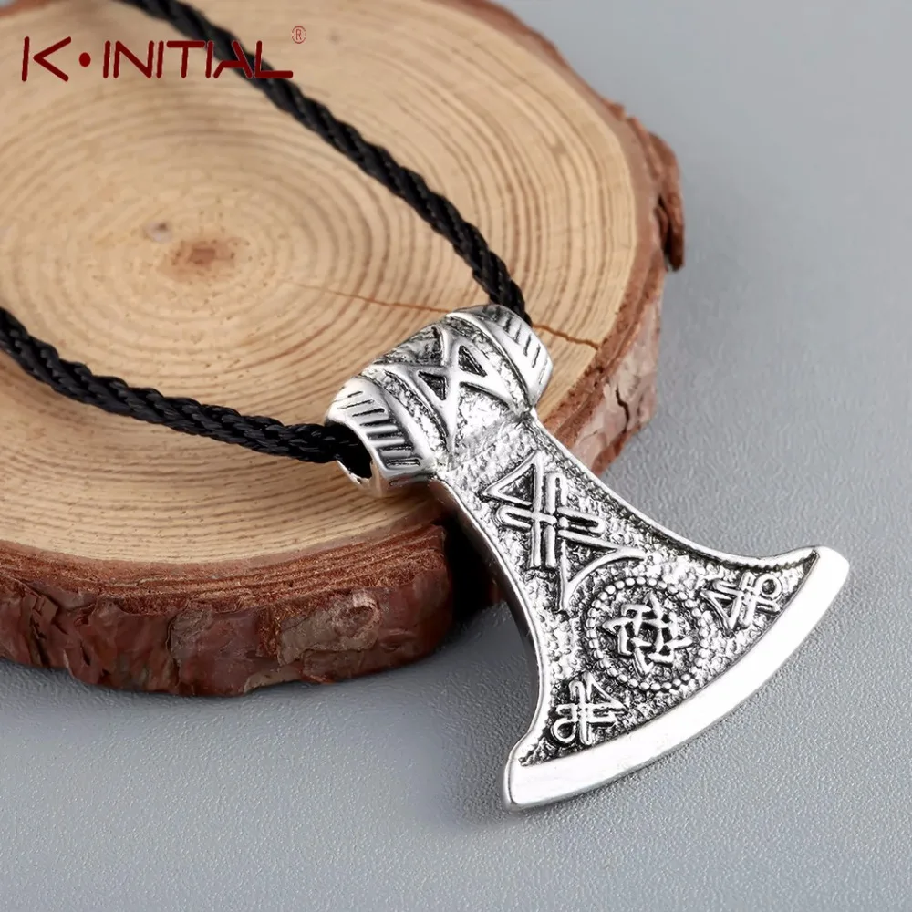 Kinitial Vintage Thor's Hammer Mjolnir Pendant Necklace Viking Scandinavian Norse Cross Knot Charm Necklaces Men Gift Jewelry