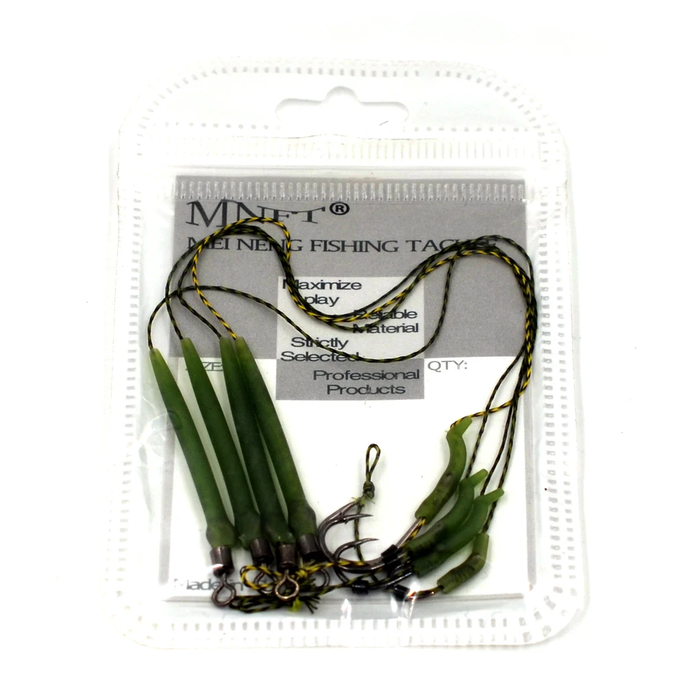 MNFT 8Pcs Carp Fishing Ready Tied Hair Chod Rigs Made Hair Combination Non-stick Coating Barbed Hooks Sizes 2# 4# 6# 8#