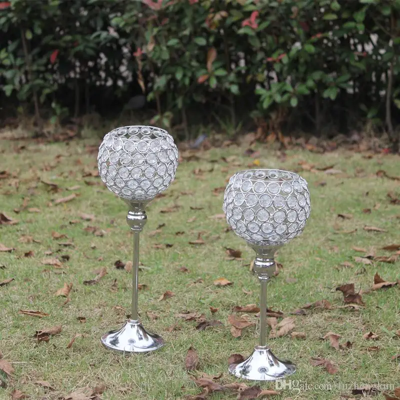 Free shiping metal silver plated candle holder with crystals. wedding candelabra/centerpiece decoration,1 set=2 pcs candlestick