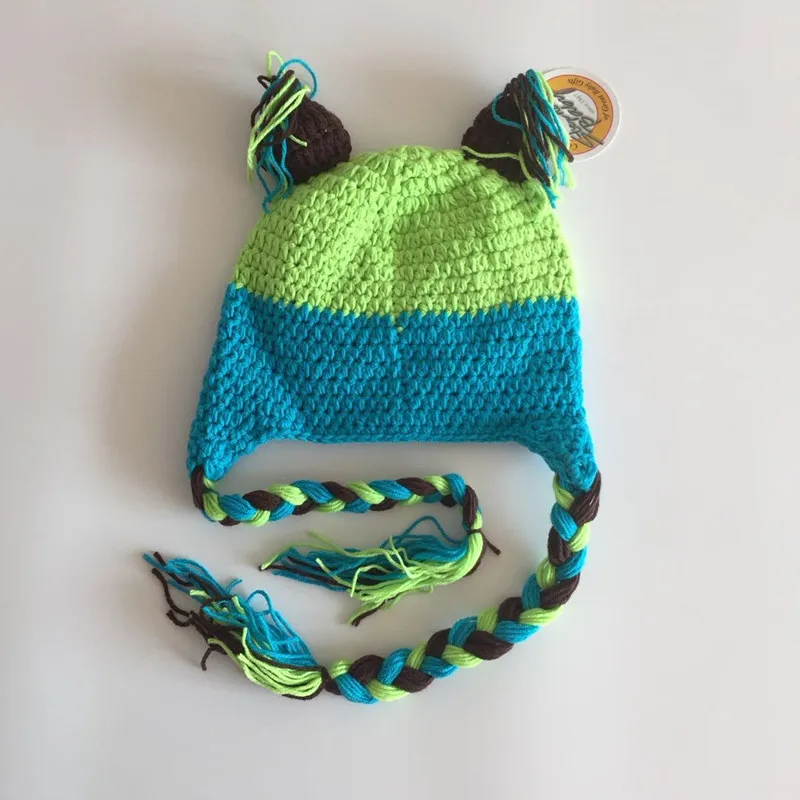 Hooyi Owl Baby Boys Crochet Caps Children Hat Embroidery Wool Green Blue Ear Protector Kid Beanies Cute Animal Hats Winter Scarf