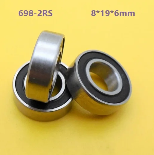 

100pcs/lot 8x19x6mm 698RS 698-2RS 698 2RS RS 8*19*6mm Deep Groove Ball Bearings Double Rubber Cover Miniature Mini bearing