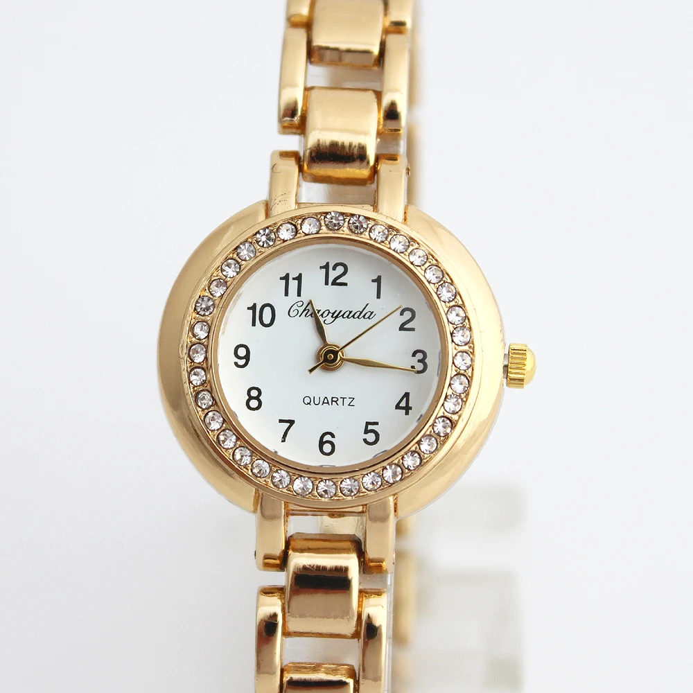 Casual Gold Fashion Womens Alloy Band Quartz Analog Round Bracelet Watch Gift Female Ladies Wrist Watches Clock Female Dress