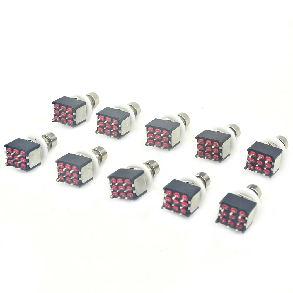 10 X Mini 3PDT PCB Mounted 9PIN Momentary ON-(ON) Foot Switch For Guitar Pedal Kit