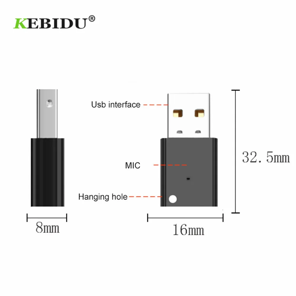 KEBIDU Mini Wireless USB Bluetooth 5.0 Adapter For Car Radio Subwoofer Amplifier Multimedia Audio Adapter Bluetooth Receiver