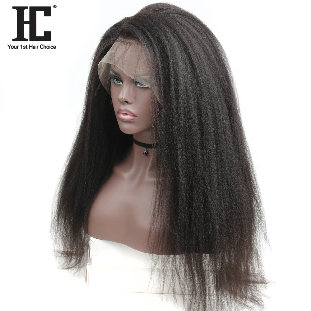 Hc 360 Kant Frontale Pruik Kinky Straight Pre Geplukt Met Baby Haar Peruaanse Remy Menselijk Haar Pruiken 180% Natuurlijke Haarlijn zwarte Pruik