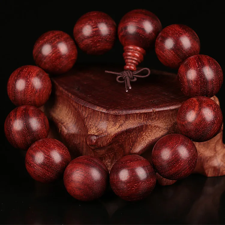 Natural African Zambian Red Sandalwood Wood Tibetan Buddhist Scriptures Big Beads Bracelet Prayer Beads Men Jewelry