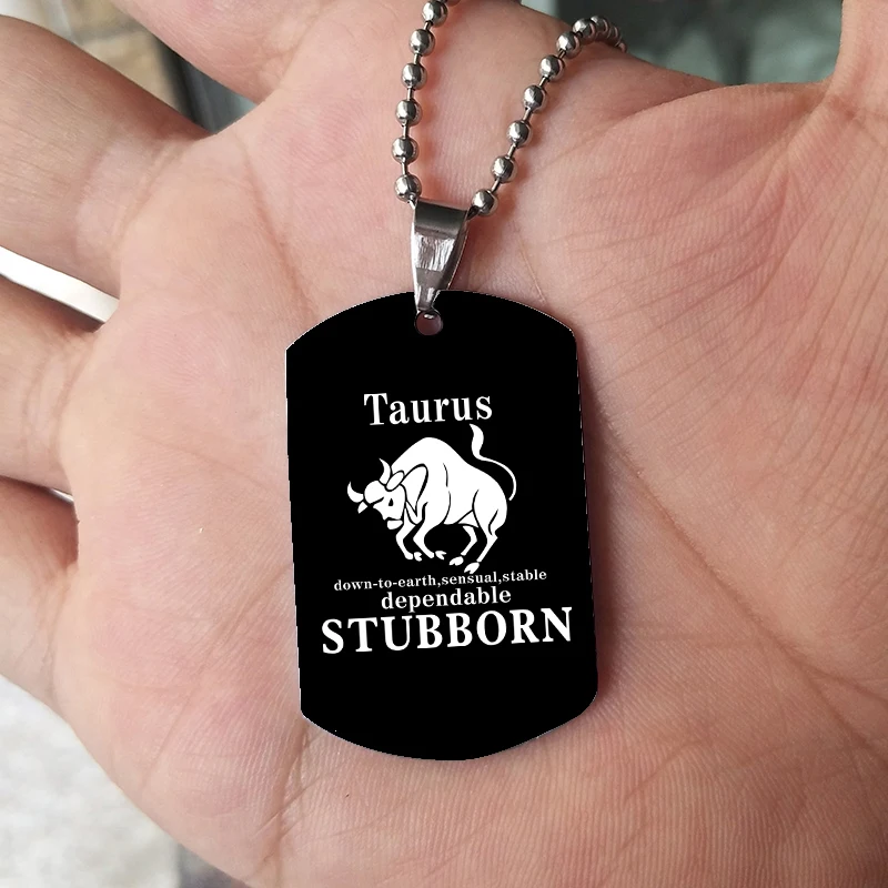 12 Sternzeichen Halskette für Männer Frauen schwarze Sternbilder Erkennungs marken Anhänger Halskette Schmuck – Detail 13