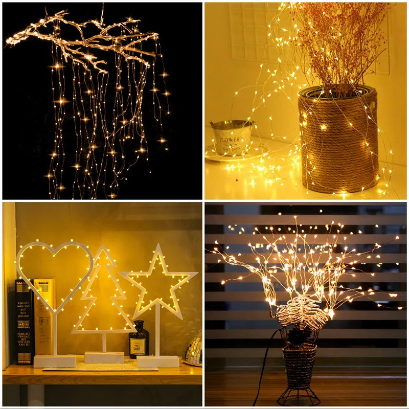 Imagem -04 - Cobre Led Fairy Lights com Botão Pilhas Led String Light Decoração de Natal Festa de Casamento 2m 20 Leds Cr2032 10 Peças Lote