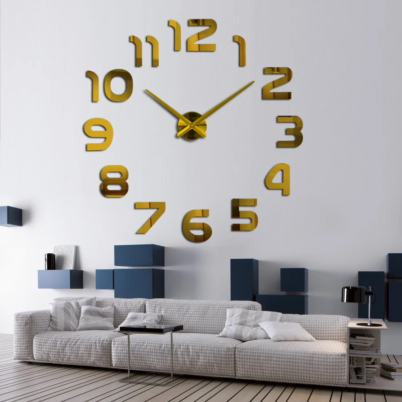 new sale diy acrylic mirror fashion wall clock quartz watch large clocks needle Europe living room home decor stickers