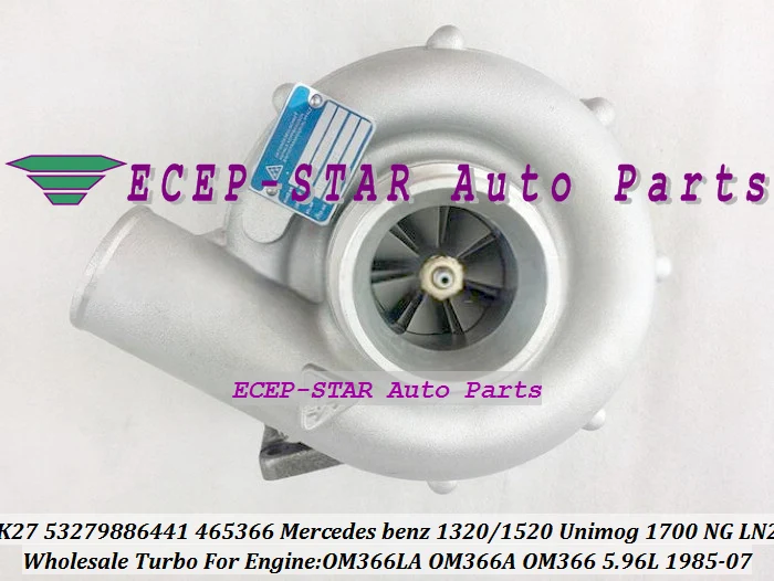 Free Ship K27 53279886441 53279706441 465366 Turbo For Mercedes Benz LKW Truck 1320 1520 Unimog 1700 NG LN2 85-07 OM366LA OM366A