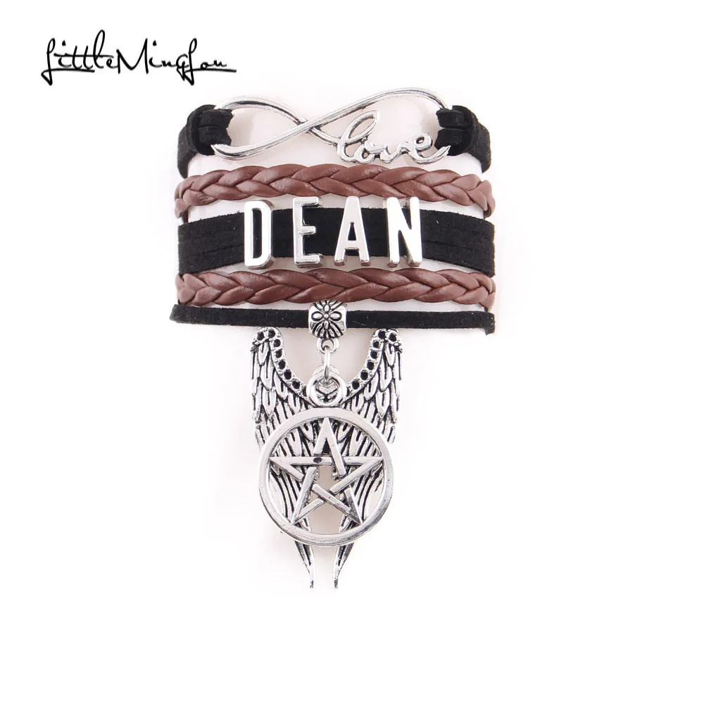 Little MingLou Infinity Love Castiel Dean Sam Winchester Bracelet Pentagram Wing Charm Men Bracelets & Bangles For Women Jewelry