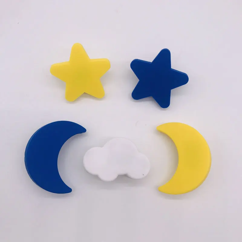 1x Children Room Knobs and Handles Cute Blue Yellow Moon Star Kids Child Kitchen Cabinet Cartoon Furniture Handle Drawer Pulls